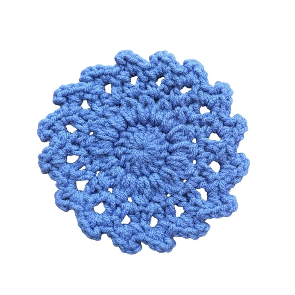 Handmade Blue Crochet Coaster Set
